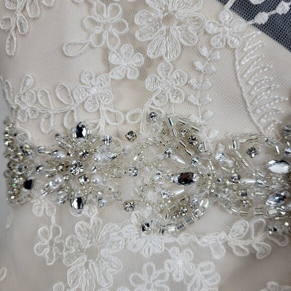 NWT~$1499~ELLA ROSA~SZ 10~IVORY EMBELLISHED LACE TEA LENGTH WEDDING DRESS GOWN - Picture 13 of 16
